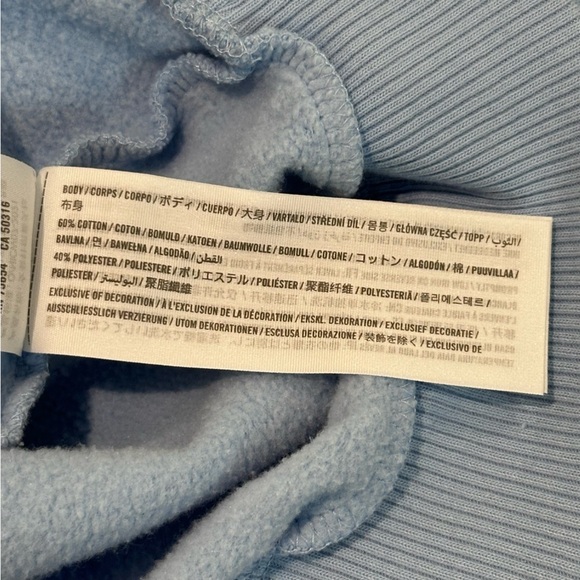 Hollister Sweatshirt Y2K Baby Blue with White Collar Preppy Style Size S Small - Picture 9 of 10